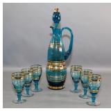 Blue Glass Decanter Set