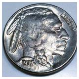 1937-S Buffalo Nickel AU/BU