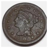 1850 Braided Hair Large Cent High Grade