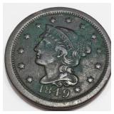 1849 Braided Hair Large Cent High Grade