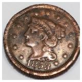 1853 Braided Hair Large Cent High Grade