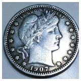 1907 Barber Quarter High Grade