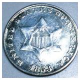 1853 Three Cent Silver High Grade