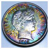 1912-D Barber Dime AU/BU Toned