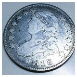 1818 Capped Bust Quarter High Grade Rare Date
