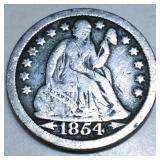 1854 Seated Liberty Dime Rare Date