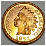 1891 Indian Head Penny Uncirculated Red