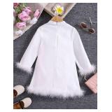 Young Girl Fuzzy Trim Mock Neck Dress 7 YEARS Young Girl Fuzzy Trim Mock Neck Dress 7 YEARS