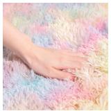 NEW-$35 AROGAN Fluffy Rainbow Rug for Bedroom NEW-$35 AROGAN Fluffy Rainbow Rug for Bedroom