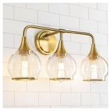 NEW $150 Gold Bathroom Vanity Light 3-Lights NEW $150 Gold Bathroom Vanity Light 3-Lights