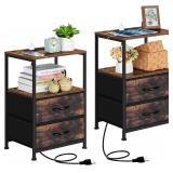 $157 2 Bedroom Nightstand with 2 Fabric Drawers