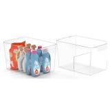 NEW $46 Stackable Clear Storage Bins 4Pack