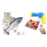 NEW $34 2PK Cat Toys-Floppy Fish Toy& Ball Gun Toy