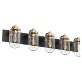 New $135 Vintage Matte Black Vanity Light 5 Light
