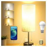 NEW $30 15" Bedside Lamp 3 Colors w/USB charger