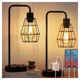 NEW $56 2PK Bedside Desk Lamps w/USB Ports