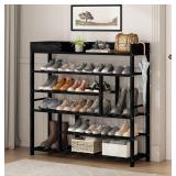 NEW $90 6-Tier Shoe Storage Organizer Black
