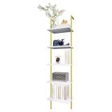 New $80 Ladder Shelf 5 Tier Golden-White  15.4 IN