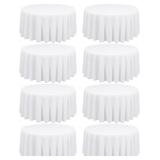 $96--7 Pack White Round Tablecloth 96 Inch