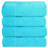 New$90-- 4 Pack Bath Towel Set 27x54 Blue