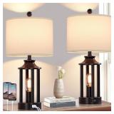 NEW $110 2PK Touch Control Table Lamps w/USB Ports