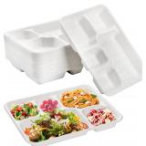50 Pack 5-Compartment Compostable Paper Plates