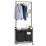 $76 Laundry Sorter with Clothes Hanging Bar