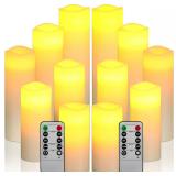 NEW $52 12PK RC LED Flameless Candle-Real Wax