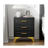 $130 Giluta 3 Drawers Black Nightstand