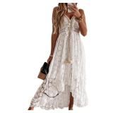 NEW $55 M Summer Slip Boho Maxi Dress White