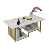 $100 Wolawu Coffee Table White Faux Marble 2-Tiers