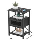 $60 Black Nightstand with Charging Station