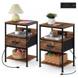 New $116 Nightstand Set of 2 Brown