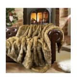 NEW $130 (60x80') Ochre Faux Fur Throw Blanket
