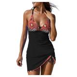 $42(L)EVALESS One Piece Tankini Bathing Suits