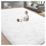 Damaged $240 (8x10) White Fluffy Area Rug
