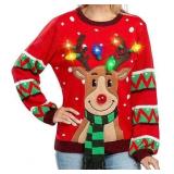 NEW $56 (M) Women's LED Reindeer Sweater