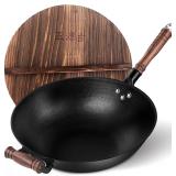 NEW $130 13.4' Cast iron Wok Pan