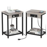New $90 Set of 2 End Table Grey and Black