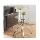 NEW $155 Square Side Table with Glass Top