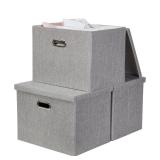 $39 Storage Box with Lid Set of 3 Grey