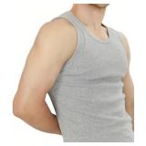 NEW $31 L Men's Cotton Underwear Top Tank Grey 3PK