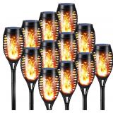 NEW-$80 Solar Torch Flame Lights, 12 Pack