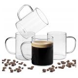 NEW $42 Glass Coffee Mugs Set of 4