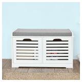 $100 White Storage Bench with 2 Drawers