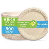 NEW $89 Compostable 9 Inch Paper Plates [500-Pack]