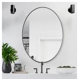 NEW-$220 Black Oval Mirror for Bathroom, 24x36