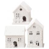 NEW $32 3PK Glow Wooden Christmas Tree Houses