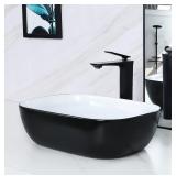 NEW-$130 Matte Black Oval Vessel Sink, 18 x13 inch