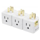 NEW 3PK 3 Outlet Power Cube-Grounded